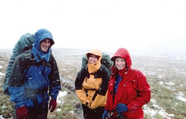 Here, near the pass, we decide the blizzard like conditions are just a little too cold for completing the last section of the trail, and we opt to head down a detour into the valley :(