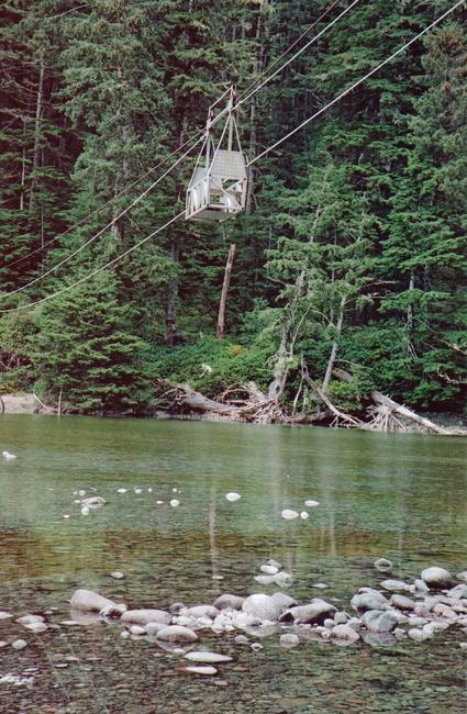 Cable car at Walbran creek.