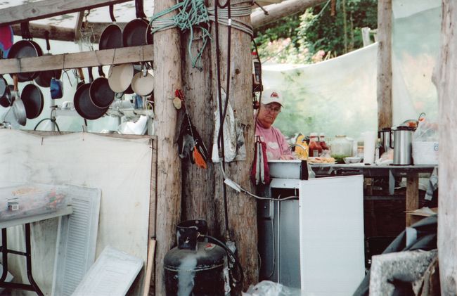 Chez Monique in her rustic kitchen.
