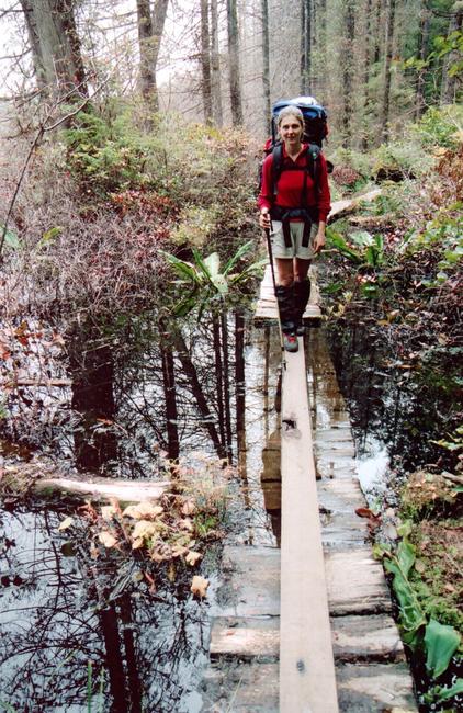 Walkin' on the bog. On the somewhat repaired boardwalk!