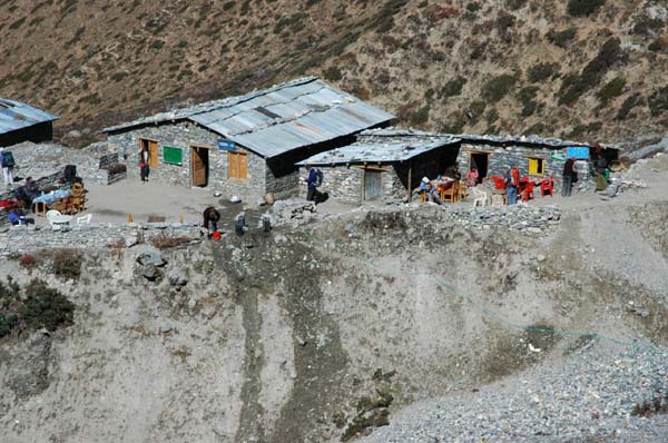 Finally, we see the first sign of a tea house on our descent from the Thorong La and feel the first pangs of possible blisters on our tired feet