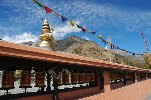 Long and beautiful mani wall - "Om Mani Padme Hum"