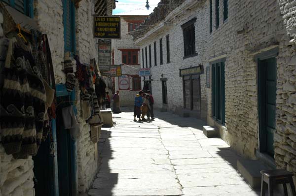 Beautiful stone-path street through Marpha