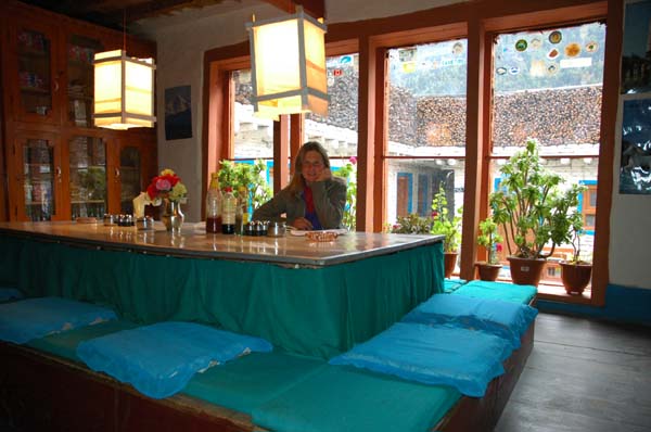 The warmest dining room yet on the trail - at the Sunil lodge ...