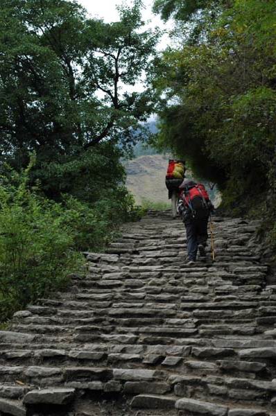 Parts of the trail have elaborately constructed stone staircases