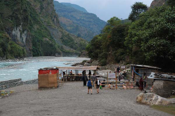 Tatopani hotsprings along the riverbank