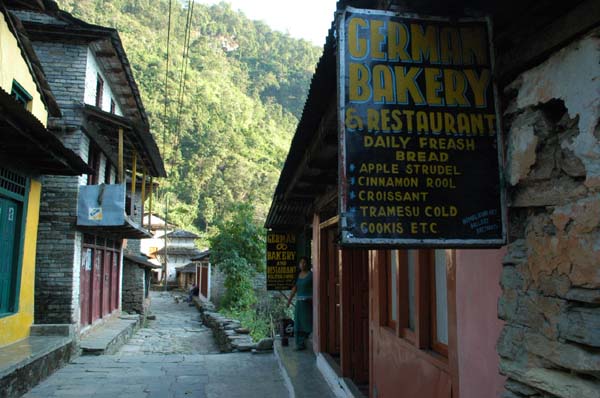 Greeted by the welcoming sign "German Bakery" selling fresh rolls and cinnamon buns