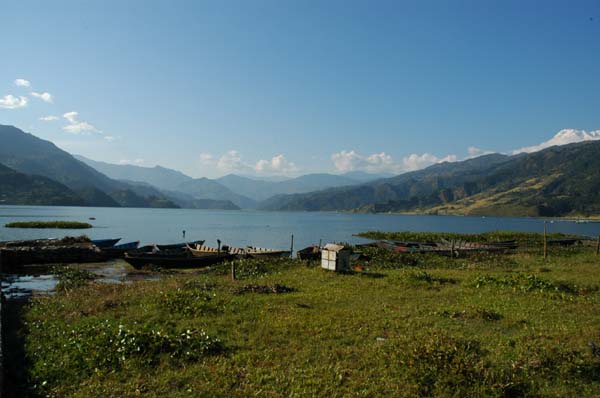 The lake in Pokhara, seen from the Boomerang restaurant, shown in the next photo