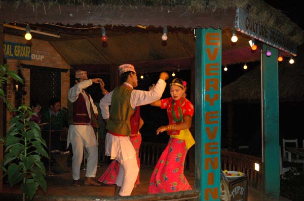 Traditional Nepali folk dance - our evening entertainment at Boomerang restaurant