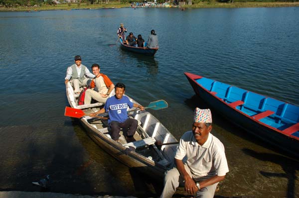 A boat trip to a small island on the lake in Pokhara