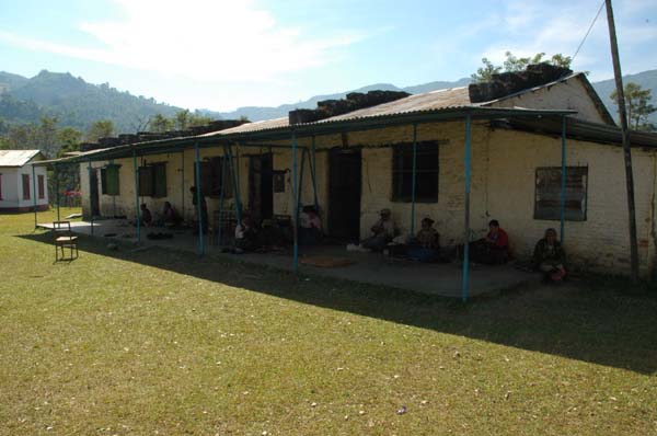 Tibetan refugee camp in Pokhara, where the woman gather to spin wool and weave thick traditional Tibetan carpets