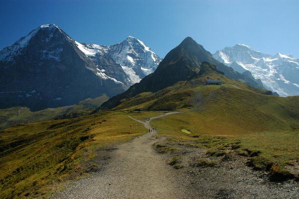 The Eiger, Moench, and Jungfrau mountains