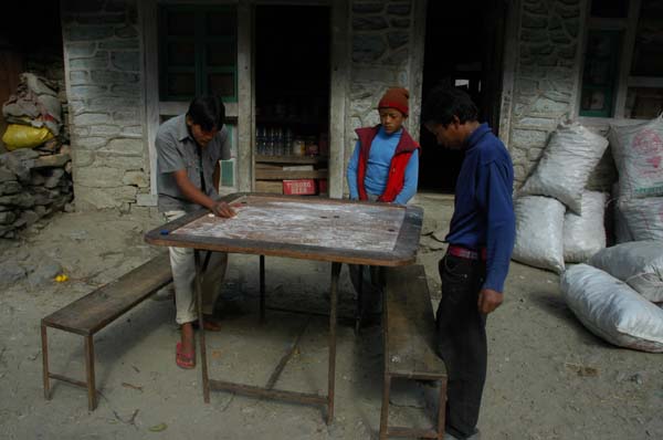 A comon Nepali game, played by the boys and the men in towns