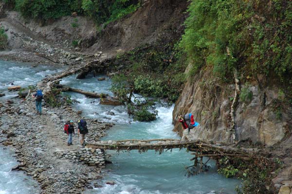 Crossing the Langtang Khola