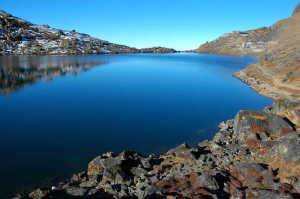 Looking back at the lake and hotel