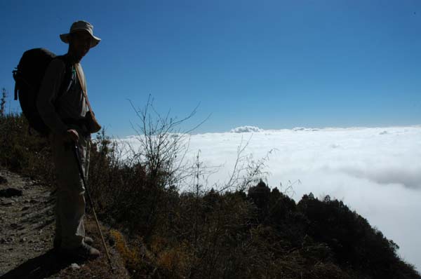 Later we ascend again and seem to be hiking above the clouds