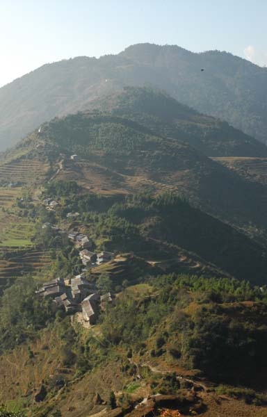 The trail is unbelievably beautiful here - lush green hills covered in rice terraces
