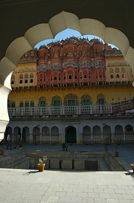 The Hawa Mahal in the city of Jaipur is one of the cities most photographed royal buildings. Five stories high, but just one room deep, it is often referred to as "the palace of winds". The honeycombed structure was cleverly designed to allow in cooling breezes, and still afford privacy to the royal ladies when viewing state processions and street activities.