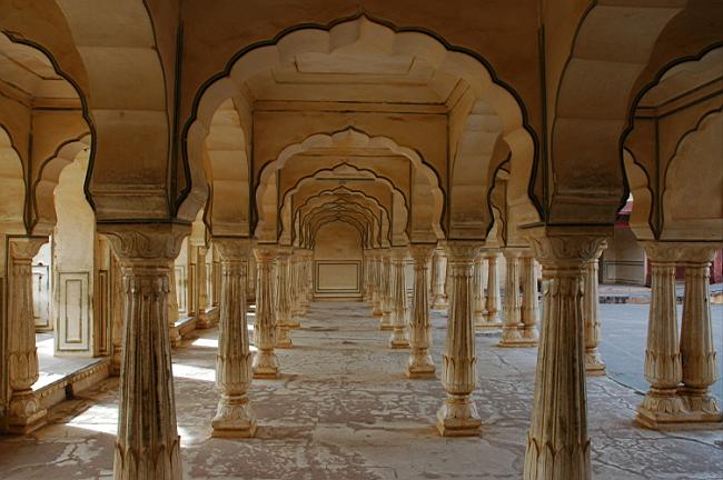 A pillared hall within the palace