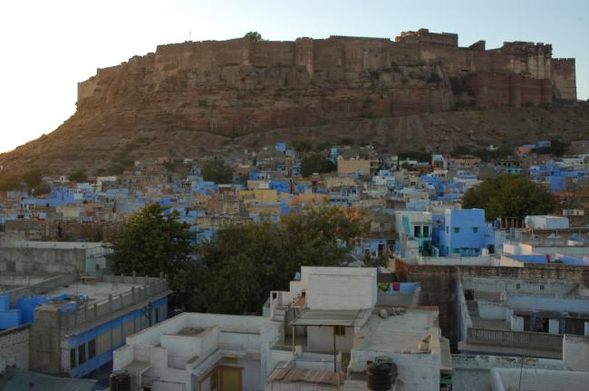 Jodhpur - the former capital of Marwar state was founded in 1459 by Rao Jodha who claimed descent from Lord Rama (the hero of the epic, Ramayana). The massive fort, Mehrangarh, came first, and around it grew the city of Jodhpur, protected by a high stone wall, with seven gates and countless bastions.