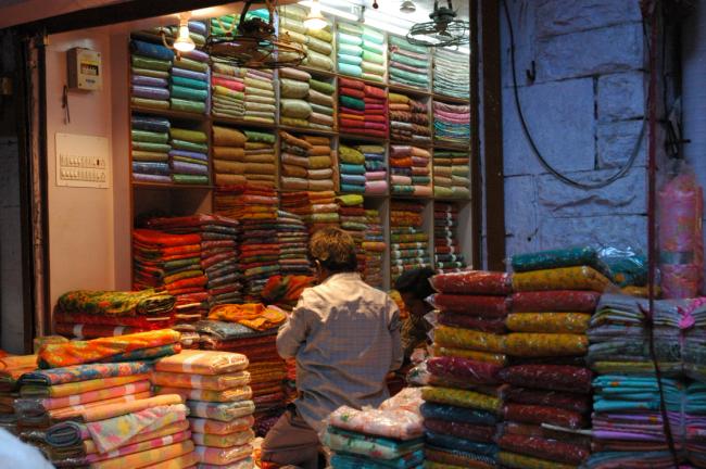 Colourful sari shop