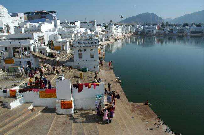 Pushkar - a peaceful pilgrim town of lakes and 400 temples, including the only temple dedicated to Brahma in India.