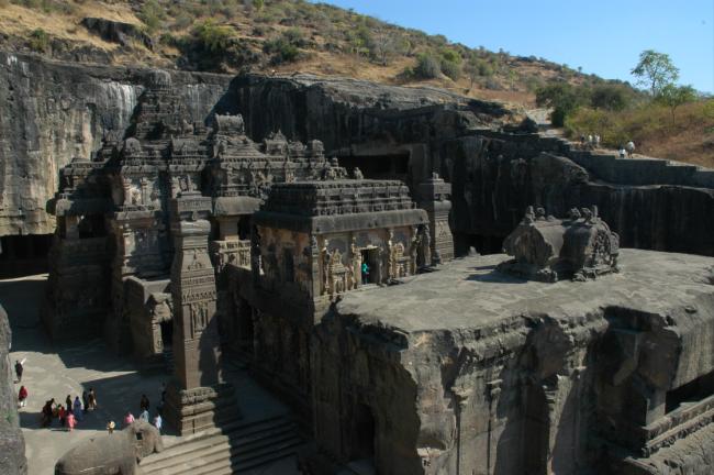Of the Hindu caves, No. 16 is the most celebrated as The Kailasha Temple, Lord Shiva's mountain abode. It is one of India's most famous monuments, a marvel of rock-cut architecture. Excavated in the eighth and ninth centuries AD , it is regarded as the greatest monolithic structure in the world. The awesome talents of hundreds of sculptors and architects created this grand temple right out of the rockface!
